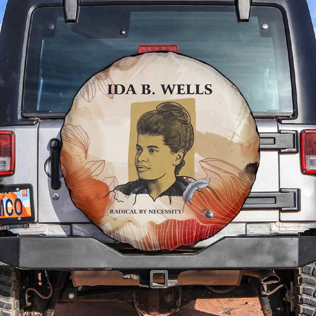 Ida B. Wells Spare Tire Cover with Floral Pen Design Illustrated Portrait Civil Rights and Journalism Tribute - Wonder Print Shop