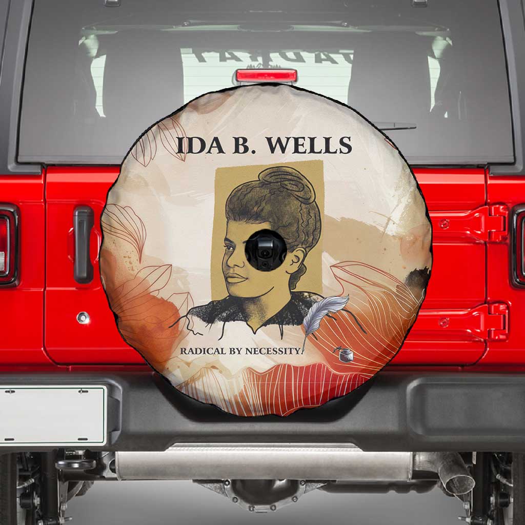 Ida B. Wells Spare Tire Cover with Floral Pen Design Illustrated Portrait Civil Rights and Journalism Tribute - Wonder Print Shop