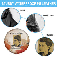 Ida B. Wells Spare Tire Cover with Floral Pen Design Illustrated Portrait Civil Rights and Journalism Tribute - Wonder Print Shop
