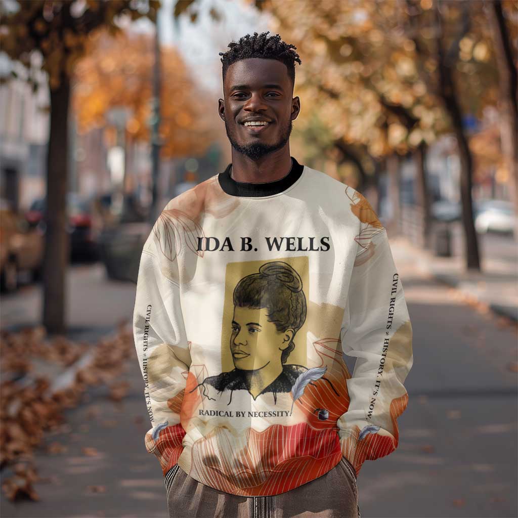 Ida B. Wells Sweatshirt with Floral Pen Design Illustrated Portrait Civil Rights and Journalism Tribute - undefined