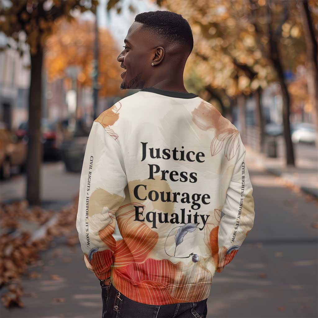 Ida B. Wells Sweatshirt with Floral Pen Design Illustrated Portrait Civil Rights and Journalism Tribute - undefined