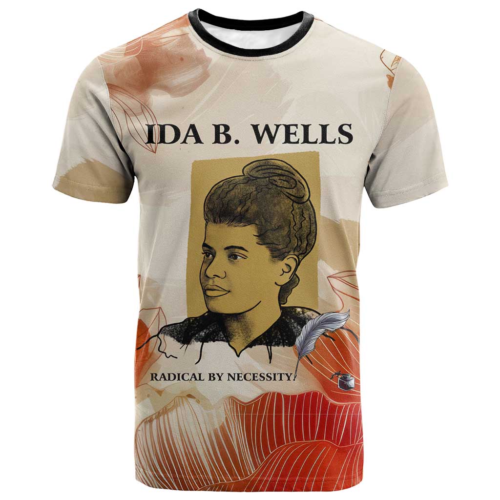 Ida B. Wells T shirt with Floral Pen Design Illustrated Portrait Civil Rights and Journalism Tribute - undefined