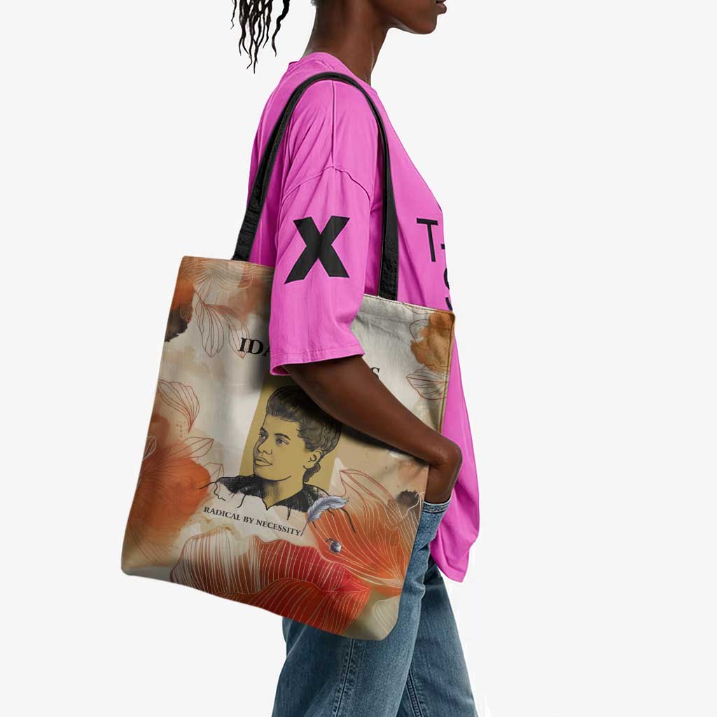 Ida B. Wells Tote Bag with Floral Pen Design Illustrated Portrait Civil Rights and Journalism Tribute - Wonder Print Shop