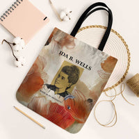 Ida B. Wells Tote Bag with Floral Pen Design Illustrated Portrait Civil Rights and Journalism Tribute - Wonder Print Shop
