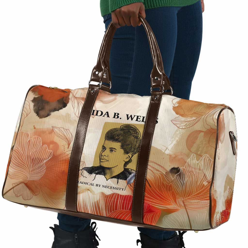 Ida B. Wells Travel Bag with Floral Pen Design Illustrated Portrait Civil Rights and Journalism Tribute - Wonder Print Shop