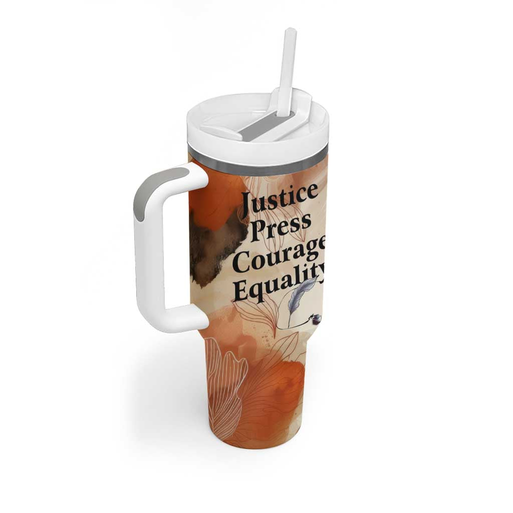 Ida B. Wells Tumbler With Handle with Floral Pen Design Illustrated Portrait Civil Rights and Journalism Tribute - Wonder Print Shop