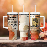 Ida B. Wells Tumbler With Handle with Floral Pen Design Illustrated Portrait Civil Rights and Journalism Tribute - Wonder Print Shop