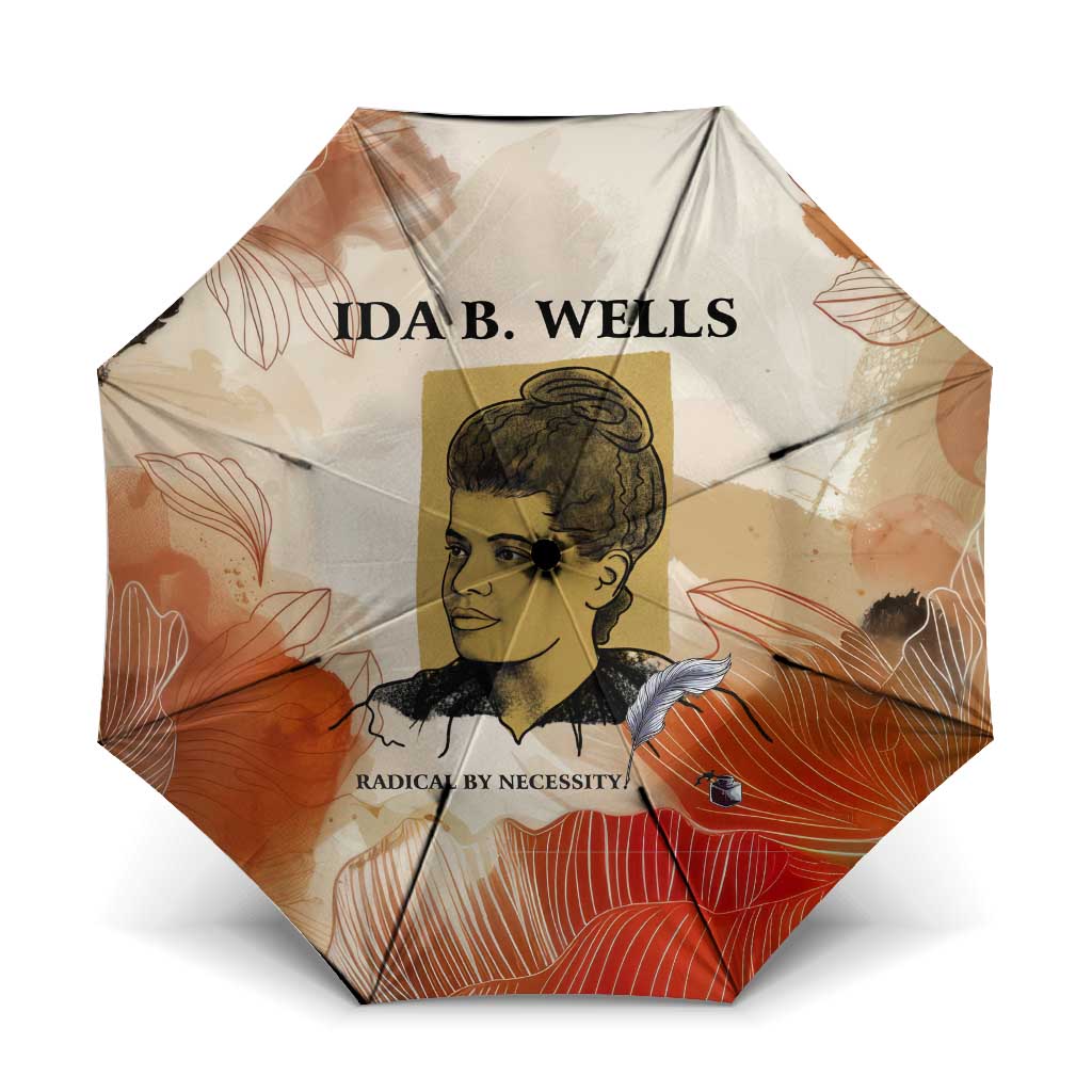 Ida B. Wells Umbrella with Floral Pen Design Illustrated Portrait Civil Rights and Journalism Tribute - Wonder Print Shop