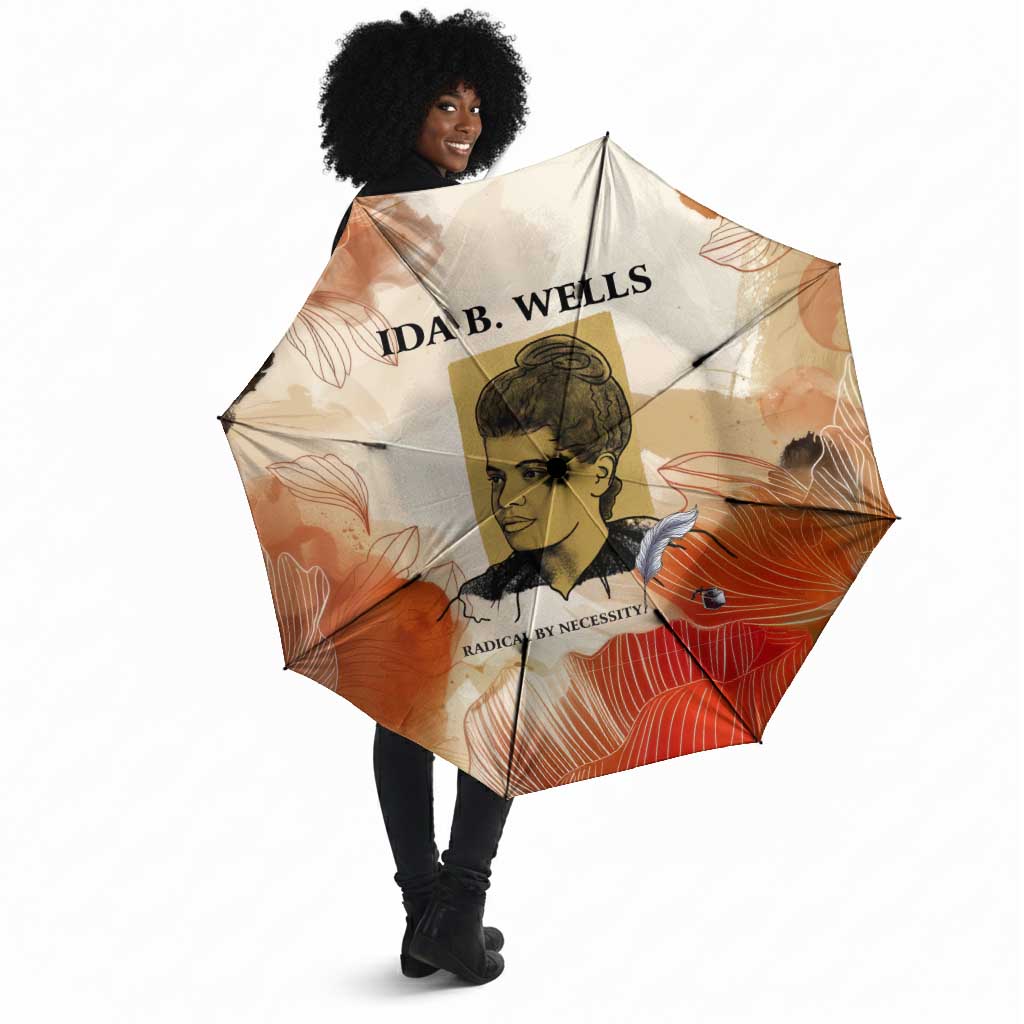 Ida B. Wells Umbrella with Floral Pen Design Illustrated Portrait Civil Rights and Journalism Tribute - Wonder Print Shop