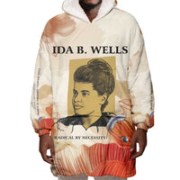 Ida B. Wells Wearable Blanket Hoodie with Floral Pen Design Illustrated Portrait Civil Rights and Journalism Tribute - Wonder Print Shop