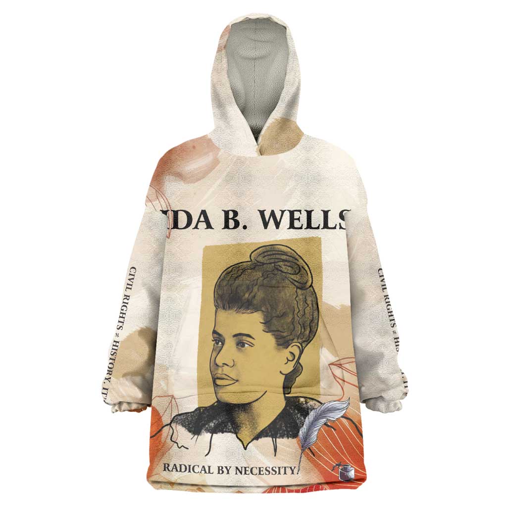 Ida B. Wells Wearable Blanket Hoodie with Floral Pen Design Illustrated Portrait Civil Rights and Journalism Tribute - Wonder Print Shop