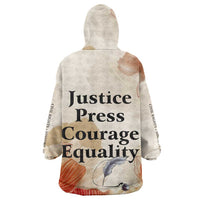 Ida B. Wells Wearable Blanket Hoodie with Floral Pen Design Illustrated Portrait Civil Rights and Journalism Tribute - Wonder Print Shop
