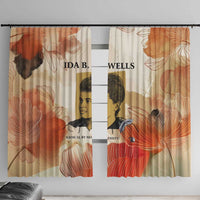 Ida B. Wells Window Curtain with Floral Pen Design Illustrated Portrait Civil Rights and Journalism Tribute - Wonder Print Shop