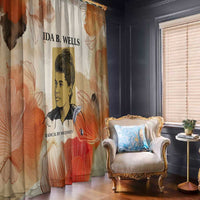 Ida B. Wells Window Curtain with Floral Pen Design Illustrated Portrait Civil Rights and Journalism Tribute - Wonder Print Shop