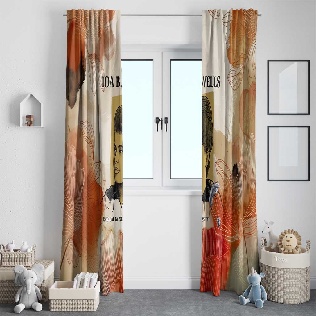 Ida B. Wells Window Curtain with Floral Pen Design Illustrated Portrait Civil Rights and Journalism Tribute - Wonder Print Shop