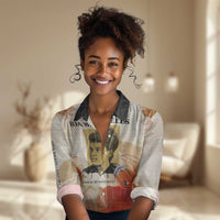 Ida B. Wells Women Casual Shirt with Floral Pen Design Illustrated Portrait Civil Rights and Journalism Tribute - Wonder Print Shop