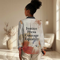 Ida B. Wells Women Casual Shirt with Floral Pen Design Illustrated Portrait Civil Rights and Journalism Tribute - Wonder Print Shop