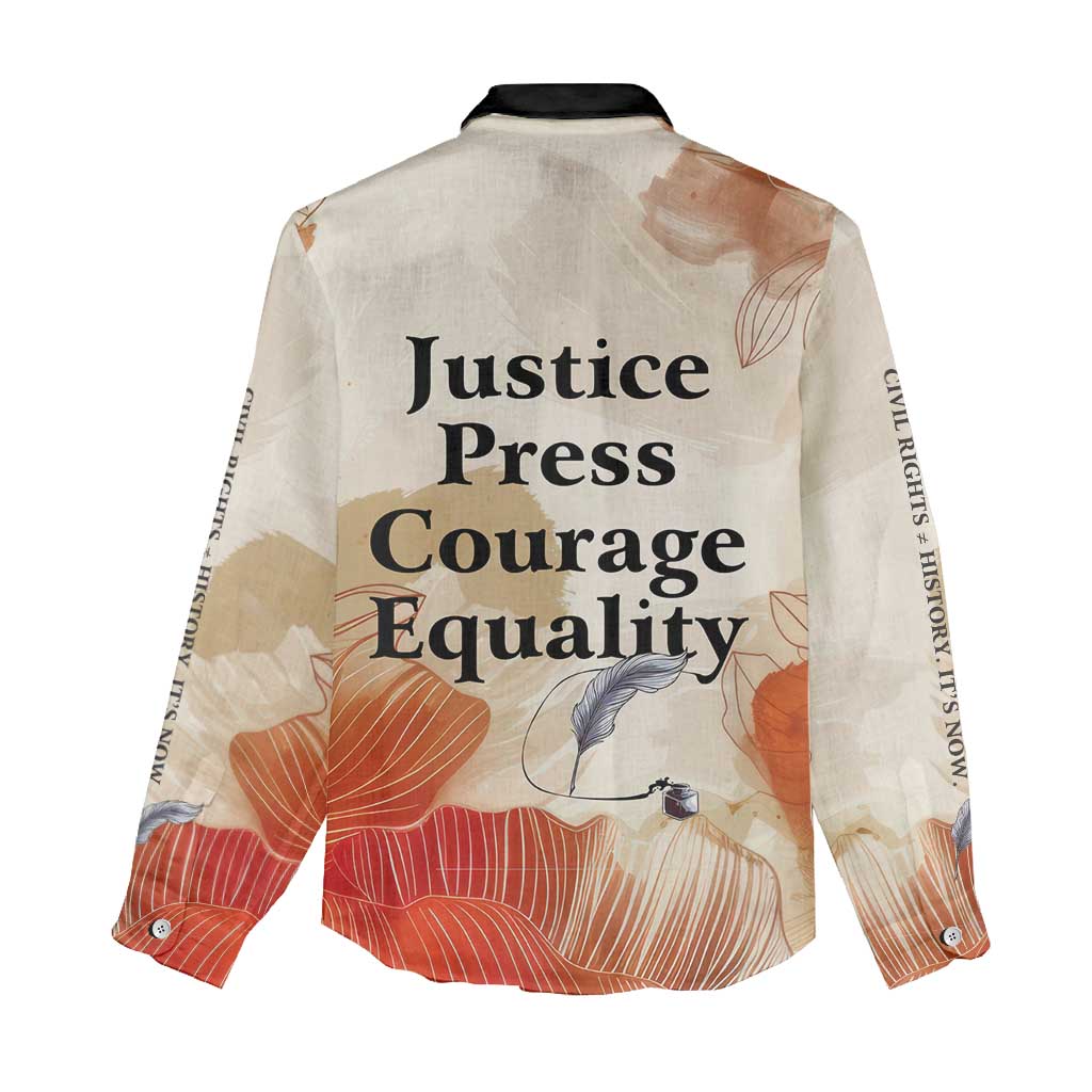 Ida B. Wells Women Casual Shirt with Floral Pen Design Illustrated Portrait Civil Rights and Journalism Tribute - Wonder Print Shop