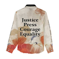 Ida B. Wells Women Casual Shirt with Floral Pen Design Illustrated Portrait Civil Rights and Journalism Tribute - Wonder Print Shop