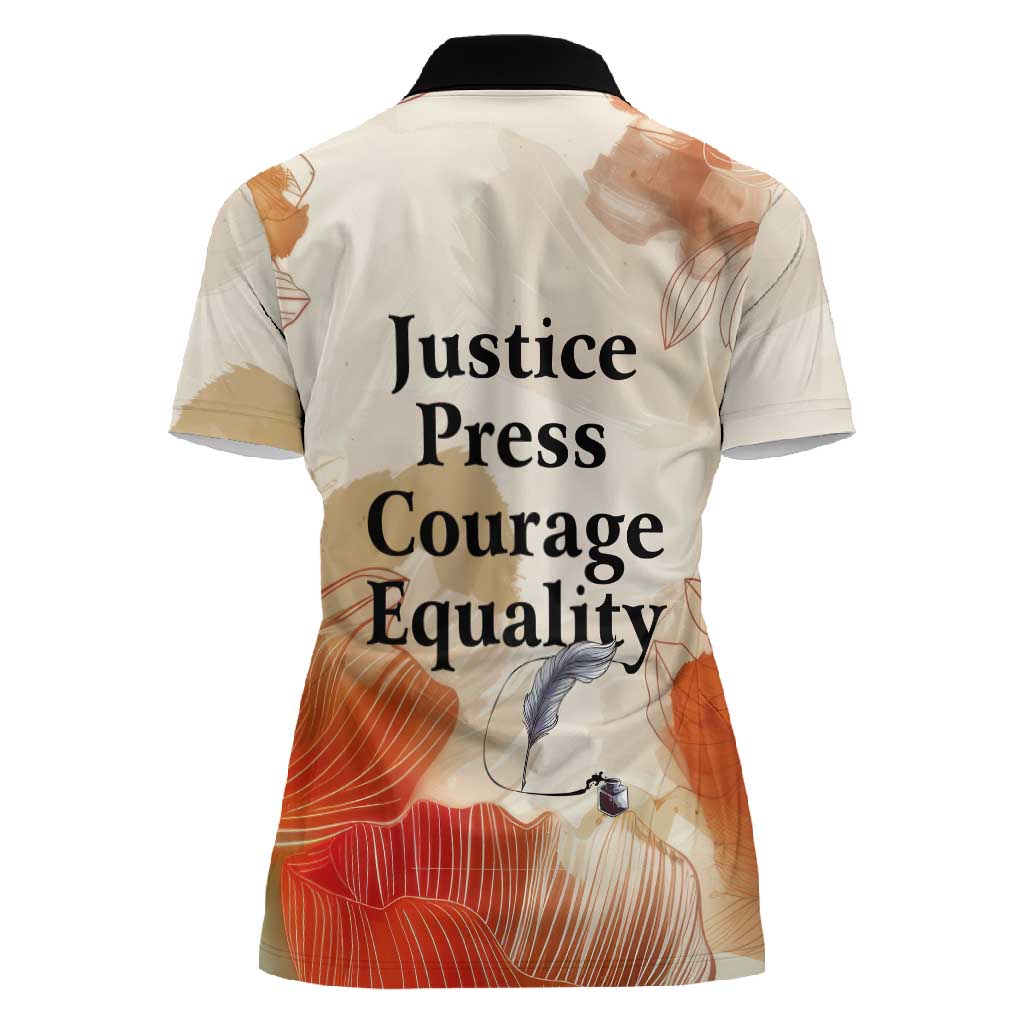 Ida B. Wells Women Polo Shirt with Floral Pen Design Illustrated Portrait Civil Rights and Journalism Tribute - Wonder Print Shop