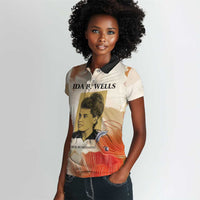 Ida B. Wells Women Polo Shirt with Floral Pen Design Illustrated Portrait Civil Rights and Journalism Tribute - Wonder Print Shop