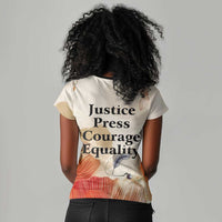 Ida B. Wells Women V-Neck T-Shirt with Floral Pen Design Illustrated Portrait Civil Rights and Journalism Tribute - Wonder Print Shop