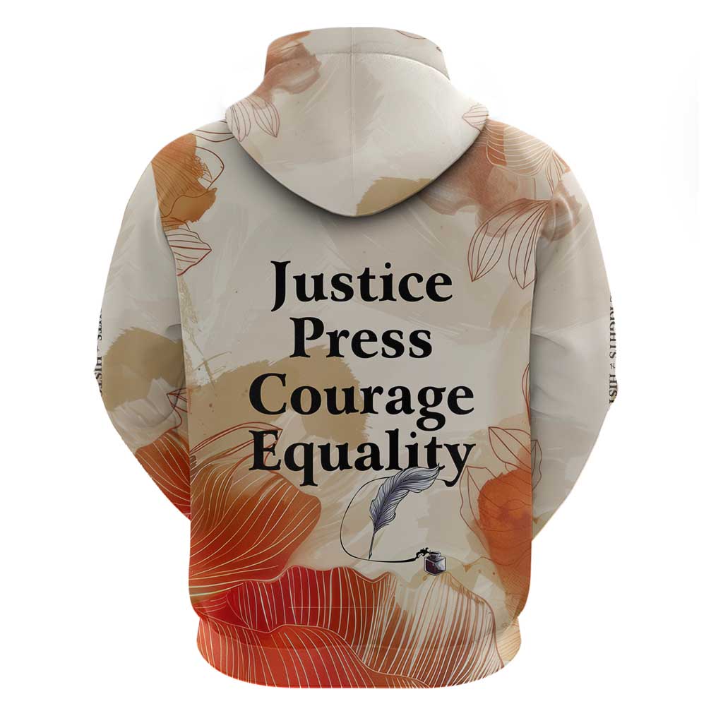 Ida B. Wells Zip Hoodie with Floral Pen Design Illustrated Portrait Civil Rights and Journalism Tribute - Wonder Print Shop