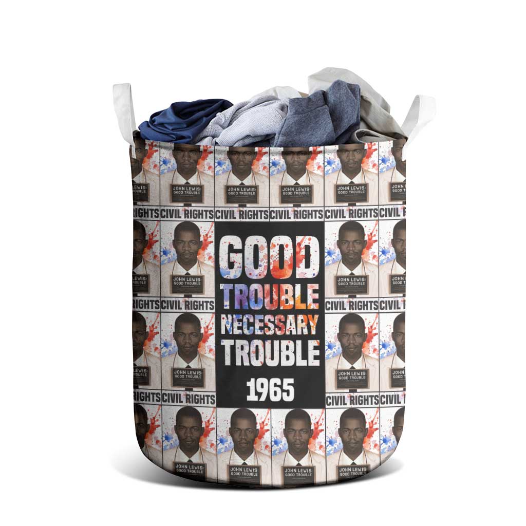 John Lewis Laundry Basket with Mugshot Collage Design Civil Rights Portrait Good Trouble Tribute - Wonder Print Shop