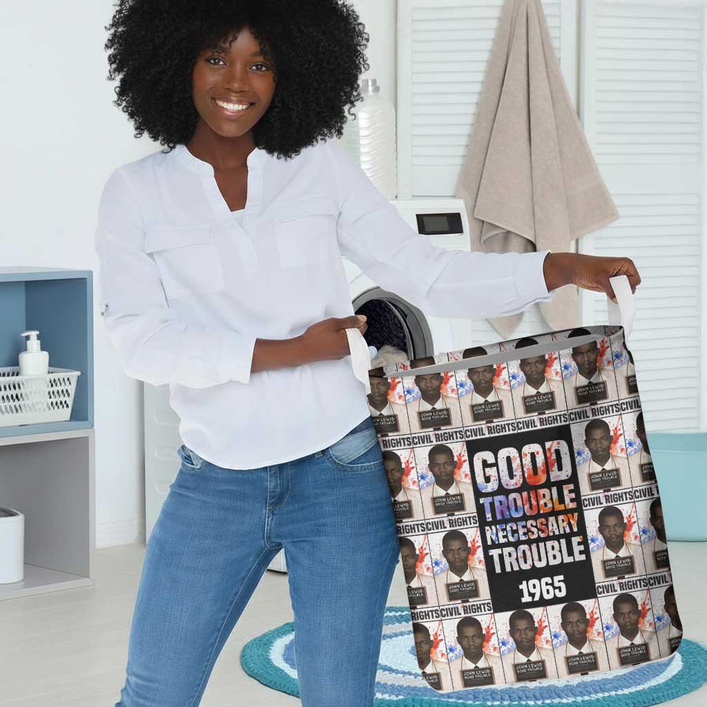 John Lewis Laundry Basket with Mugshot Collage Design Civil Rights Portrait Good Trouble Tribute - Wonder Print Shop