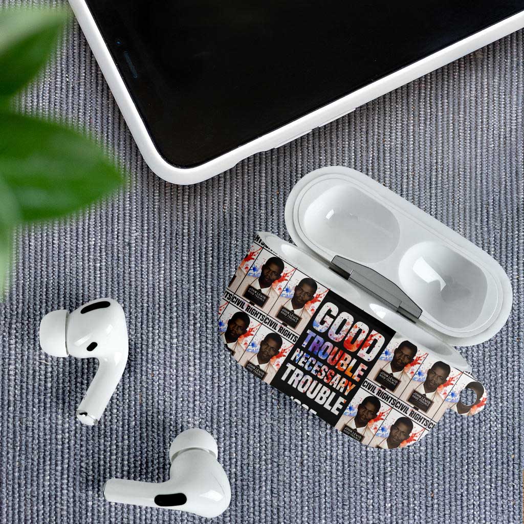 John Lewis AirPods Case with Mugshot Collage Design Civil Rights Portrait Good Trouble Tribute - Wonder Print Shop