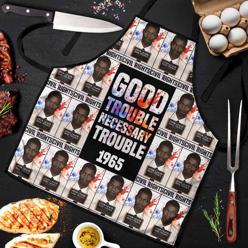 John Lewis Apron with Mugshot Collage Design Civil Rights Portrait Good Trouble Tribute - Wonder Print Shop