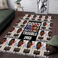 John Lewis Area Rug with Mugshot Collage Design Civil Rights Portrait Good Trouble Tribute - Wonder Print Shop