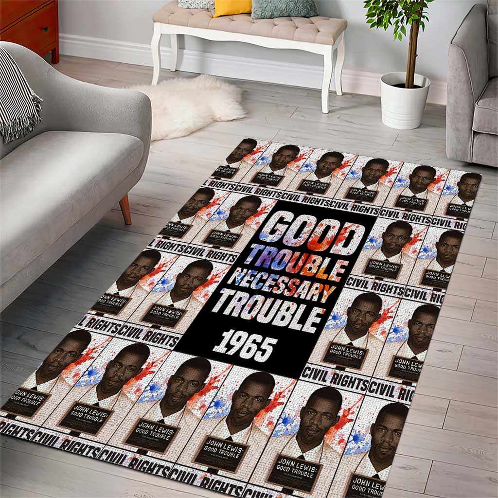 John Lewis Area Rug with Mugshot Collage Design Civil Rights Portrait Good Trouble Tribute - Wonder Print Shop