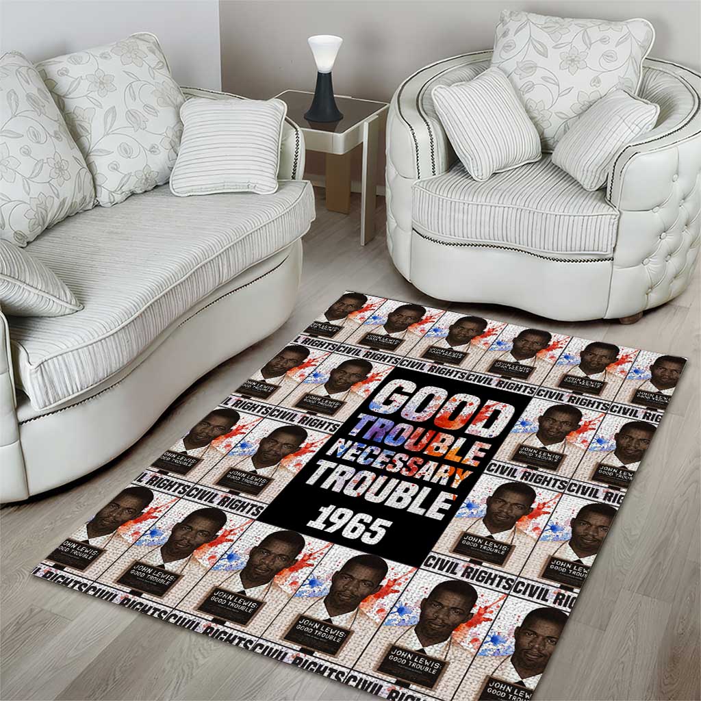 John Lewis Area Rug with Mugshot Collage Design Civil Rights Portrait Good Trouble Tribute - Wonder Print Shop
