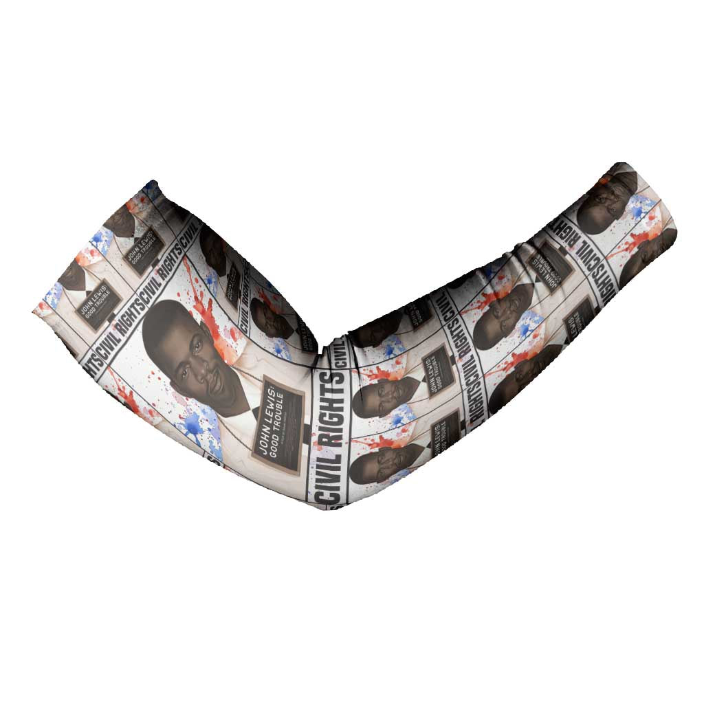 John Lewis Arm Sleeves with Mugshot Collage Design Civil Rights Portrait Good Trouble Tribute - Wonder Print Shop