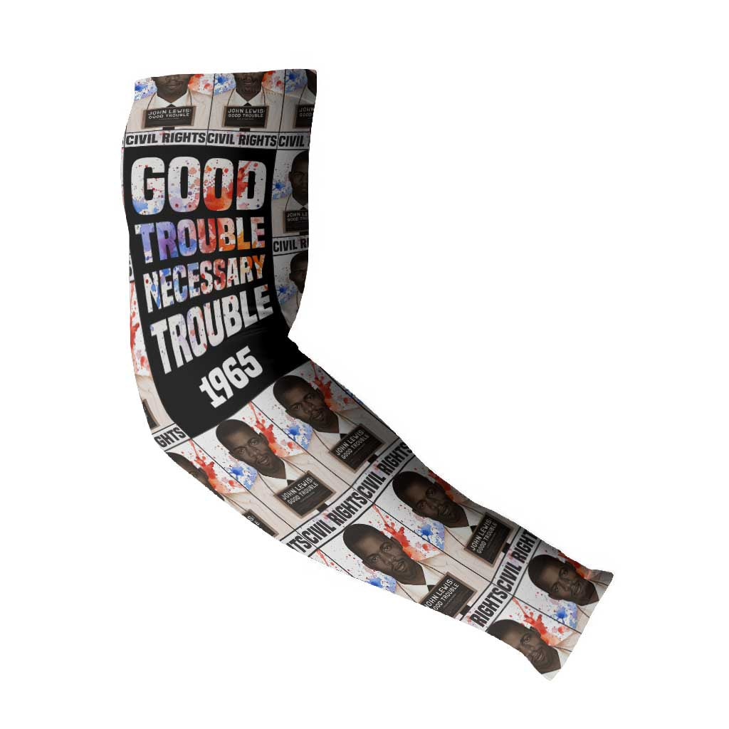 John Lewis Arm Sleeves with Mugshot Collage Design Civil Rights Portrait Good Trouble Tribute - Wonder Print Shop