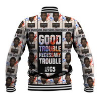 John Lewis Baseball Jacket with Mugshot Collage Design Civil Rights Portrait Good Trouble Tribute - Wonder Print Shop