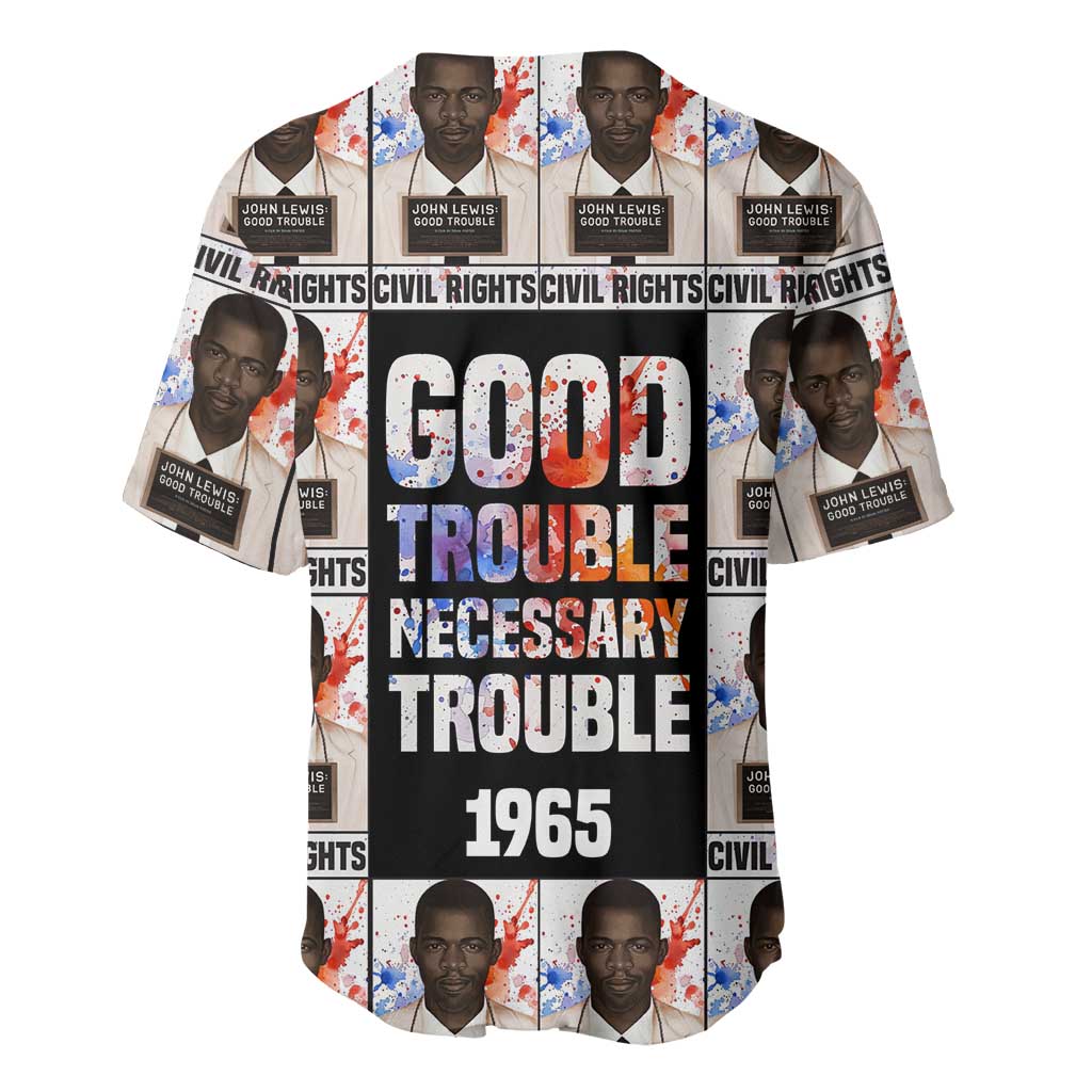 John Lewis Baseball Jersey with Mugshot Collage Design Civil Rights Portrait Good Trouble Tribute - Wonder Print Shop