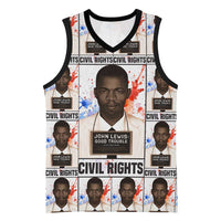 John Lewis Basketball Jersey with Mugshot Collage Design Civil Rights Portrait Good Trouble Tribute - Wonder Print Shop