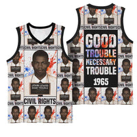 John Lewis Basketball Jersey with Mugshot Collage Design Civil Rights Portrait Good Trouble Tribute - Wonder Print Shop