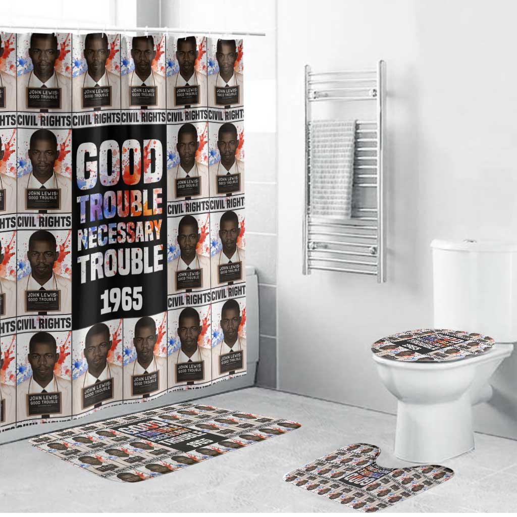 John Lewis Bathroom Set with Mugshot Collage Design Civil Rights Portrait Good Trouble Tribute - Wonder Print Shop