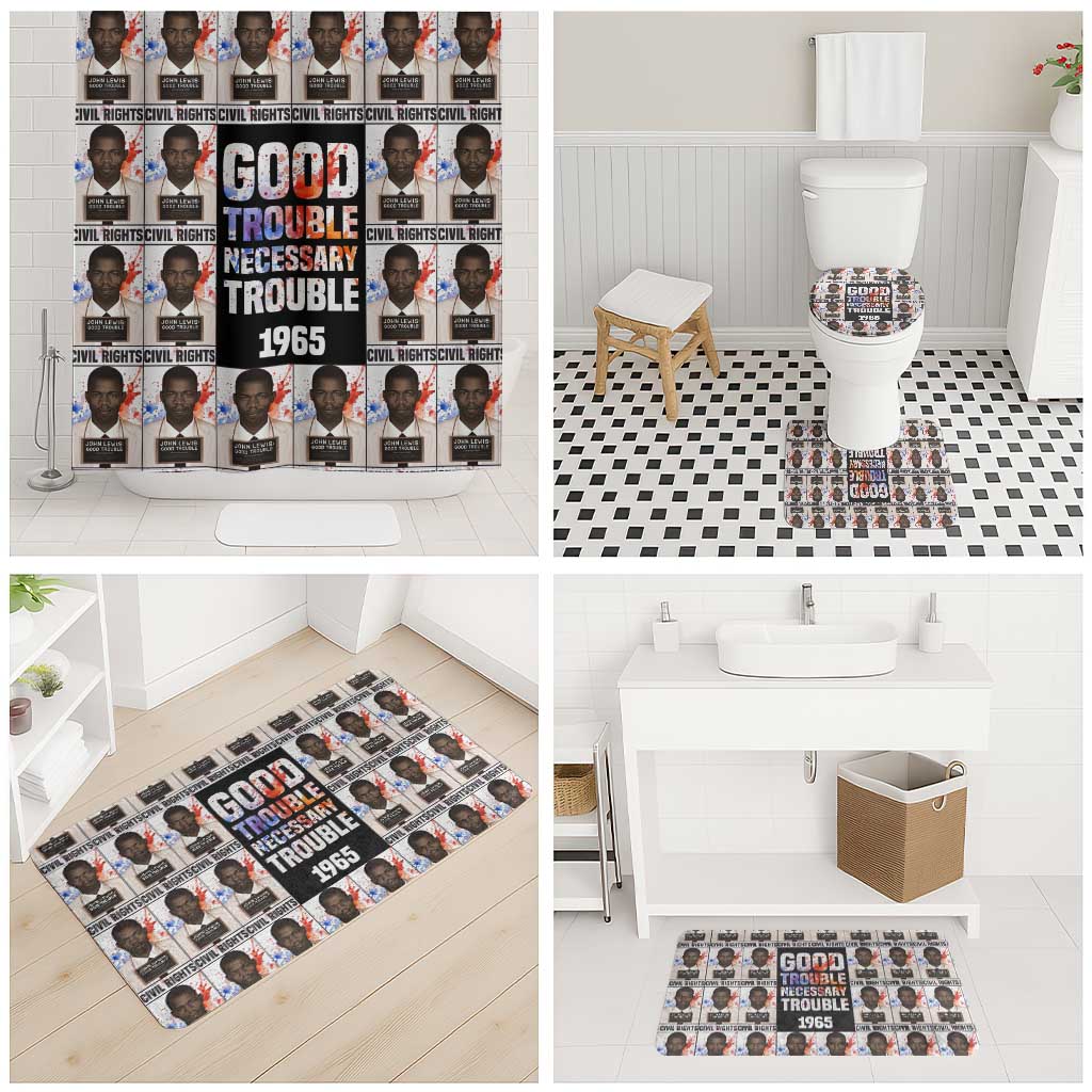 John Lewis Bathroom Set with Mugshot Collage Design Civil Rights Portrait Good Trouble Tribute - Wonder Print Shop