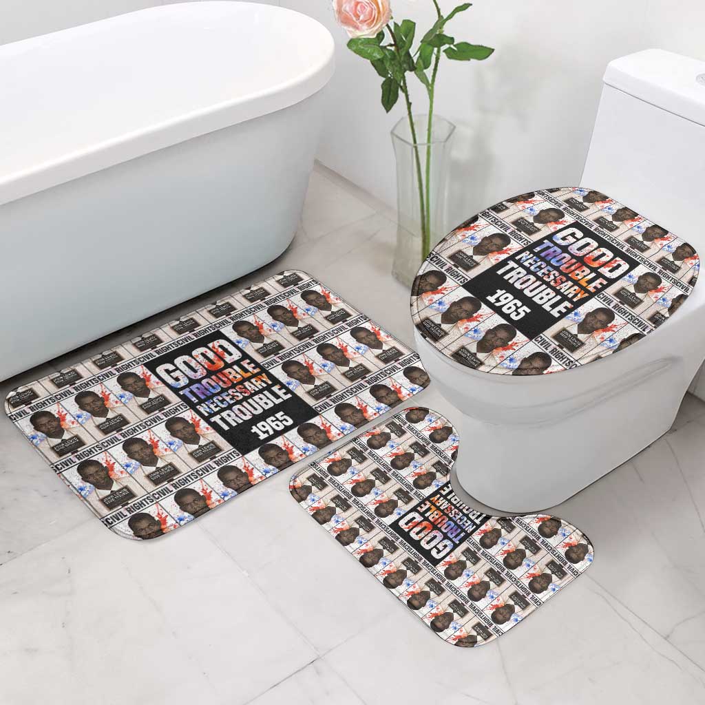 John Lewis Bathroom Set with Mugshot Collage Design Civil Rights Portrait Good Trouble Tribute - Wonder Print Shop