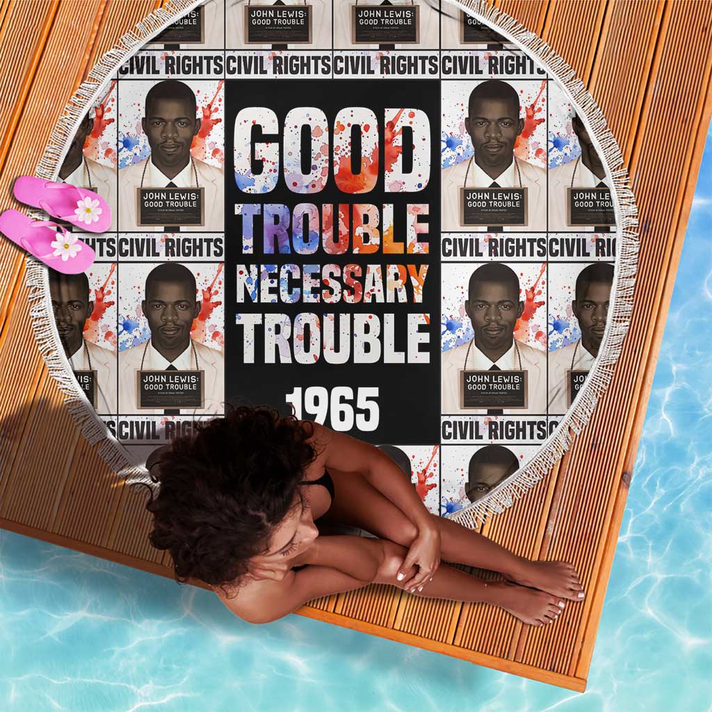 John Lewis Beach Blanket with Mugshot Collage Design Civil Rights Portrait Good Trouble Tribute - Wonder Print Shop