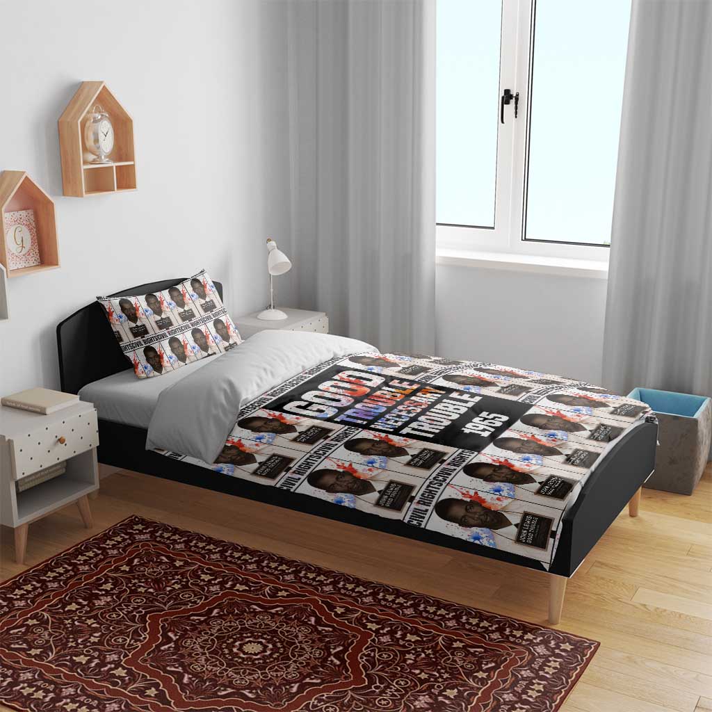 John Lewis Bedding Set with Mugshot Collage Design Civil Rights Portrait Good Trouble Tribute - Wonder Print Shop