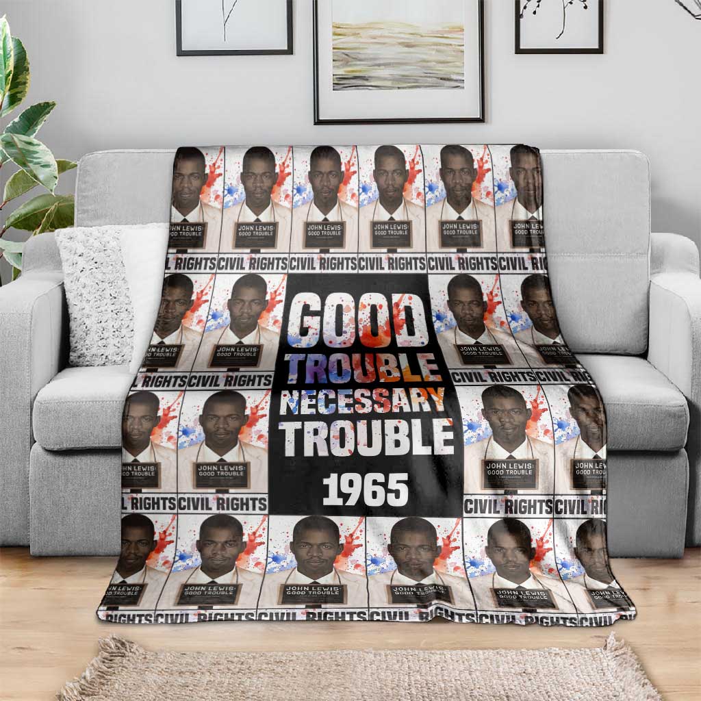 John Lewis Blanket with Mugshot Collage Design Civil Rights Portrait Good Trouble Tribute - Wonder Print Shop