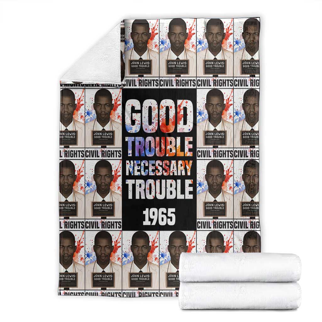 John Lewis Blanket with Mugshot Collage Design Civil Rights Portrait Good Trouble Tribute - Wonder Print Shop