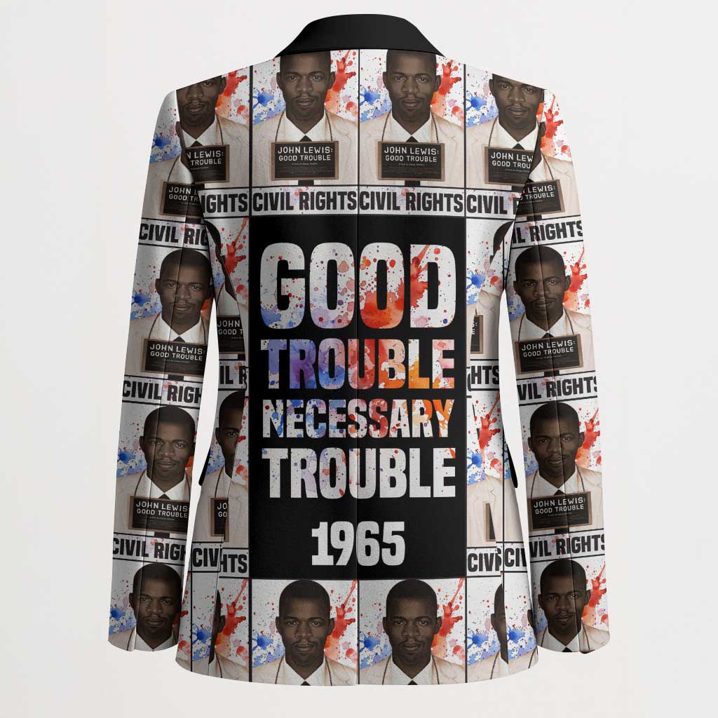 John Lewis Blazer with Mugshot Collage Design Civil Rights Portrait Good Trouble Tribute - Wonder Print Shop