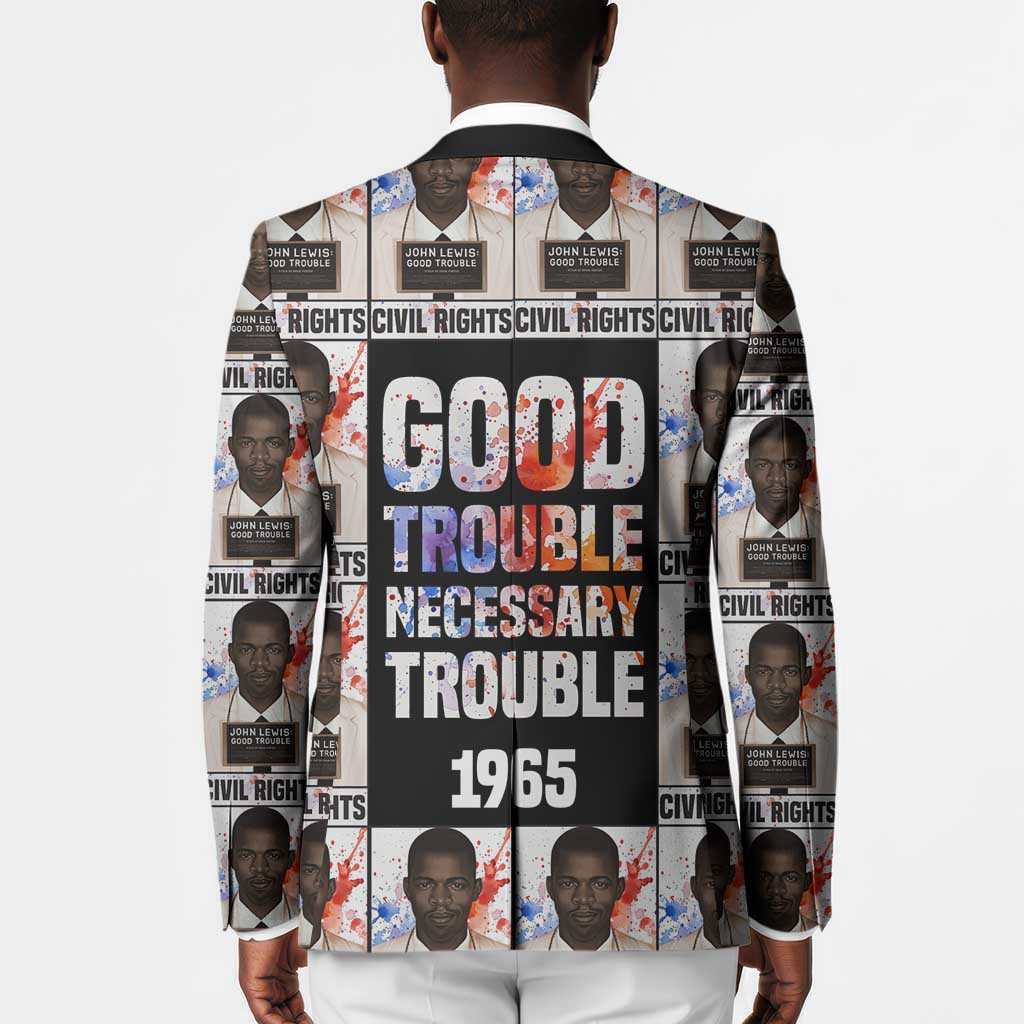 John Lewis Blazer with Mugshot Collage Design Civil Rights Portrait Good Trouble Tribute - Wonder Print Shop