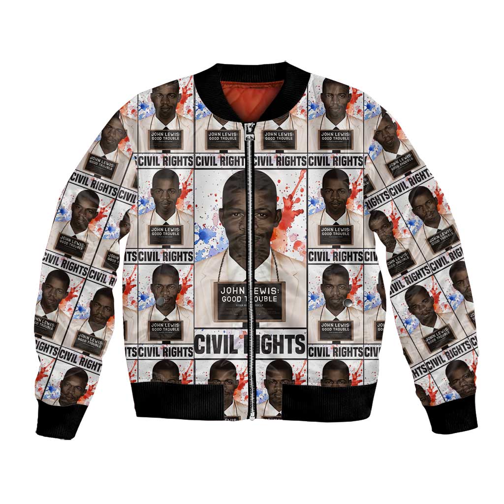 John Lewis Bomber Jacket with Mugshot Collage Design Civil Rights Portrait Good Trouble Tribute - Wonder Print Shop
